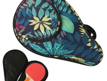 PROBEROS® Table Tennis Racket Case, Fashion Printed Waterproof Zipper Anti-Scratch Ping Pong Protective Double-Deck Storage Bag 19×30cm