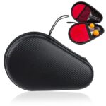 PROBEROS® Table Tennis Paddle Bag, for 2 Rackets & 2 Balls, Waterproof Hard Shell Zipper with Hand Strap Anti-Scratch Table Tennis Paddle Case Storage Bag, 28x18cm