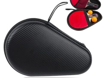 PROBEROS® Table Tennis Paddle Bag, for 2 Rackets & 2 Balls, Waterproof Hard Shell Zipper with Hand Strap Anti-Scratch Table Tennis Paddle Case Storage Bag, 28x18cm