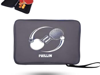 PHLLIN Table Tennis Racket Cover with Zipper Closure TT Bag Soft Feel Portable Waterproof Bat Carrier Ping Pong Paddle Case - Grey
